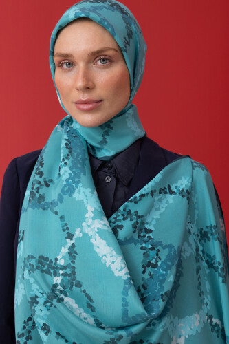 Halo Flush Viscose Shawl Turquoise - 3